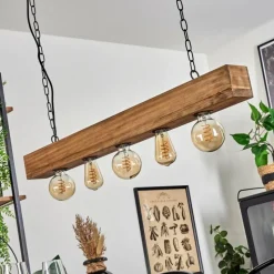 Lampes Vintages & Rétros-hofstein Suspension Berat Brun, Noir, 5 lumières