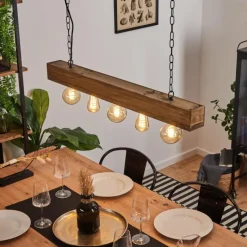 Lampes Vintages & Rétros-hofstein Suspension Berat Brun, Noir, 5 lumières