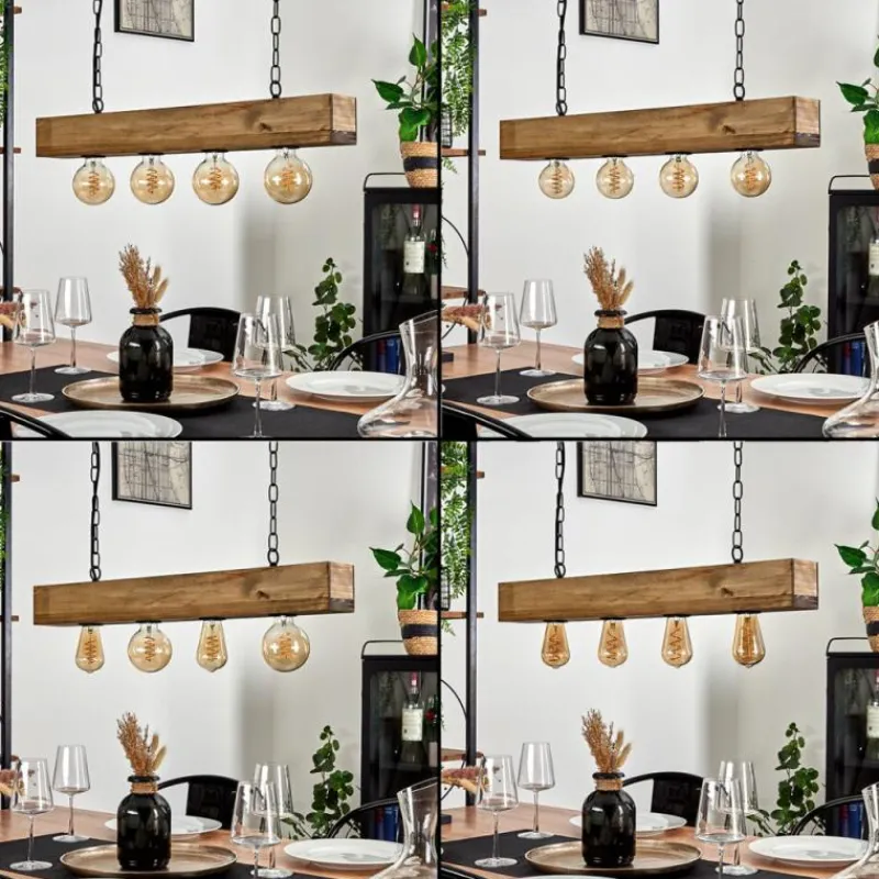 Lampes Industrielles-hofstein Suspension Berat Brun, Noir, 4 lumières