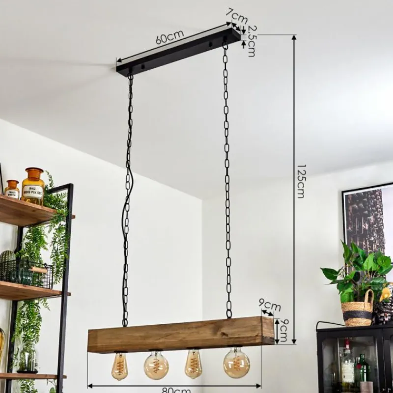 Lampes Industrielles-hofstein Suspension Berat Brun, Noir, 4 lumières