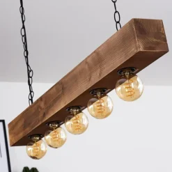 Lampes Vintages & Rétros-hofstein Suspension Berat Brun, Noir, 5 lumières