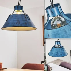 Lampes Industrielles-hofstein Suspension Berkeley Bleu, Noir, 1 lumière