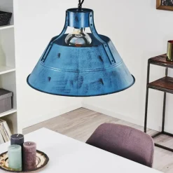 Lampes Industrielles-hofstein Suspension Berkeley Bleu, Noir, 1 lumière