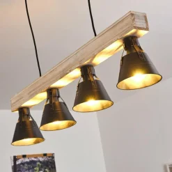 hofstein Suspension Berkeley Bois clair, Noir, 4 lumières