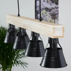 hofstein Suspension Berkeley Bois clair, Noir, 4 lumières