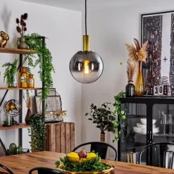 Suspension Verre Fumé-hofstein Suspension Berle Laiton, 1 lumière