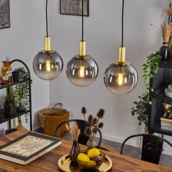 Suspension Verre Fumé-hofstein Suspension Berle Laiton, 3 lumières