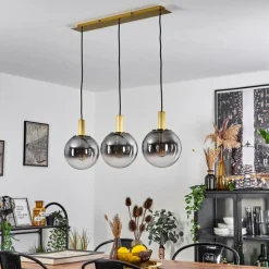 Suspension Verre Fumé-hofstein Suspension Berle Laiton, 3 lumières