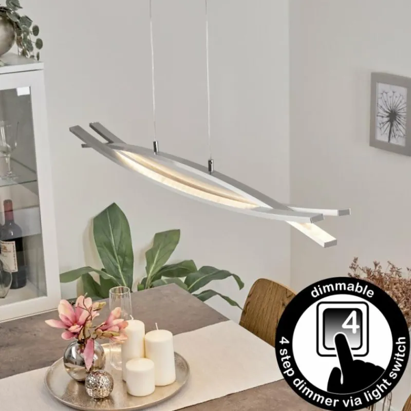 hofstein Suspension Bernese LED Nickel mat, 3 lumières* Suspensions