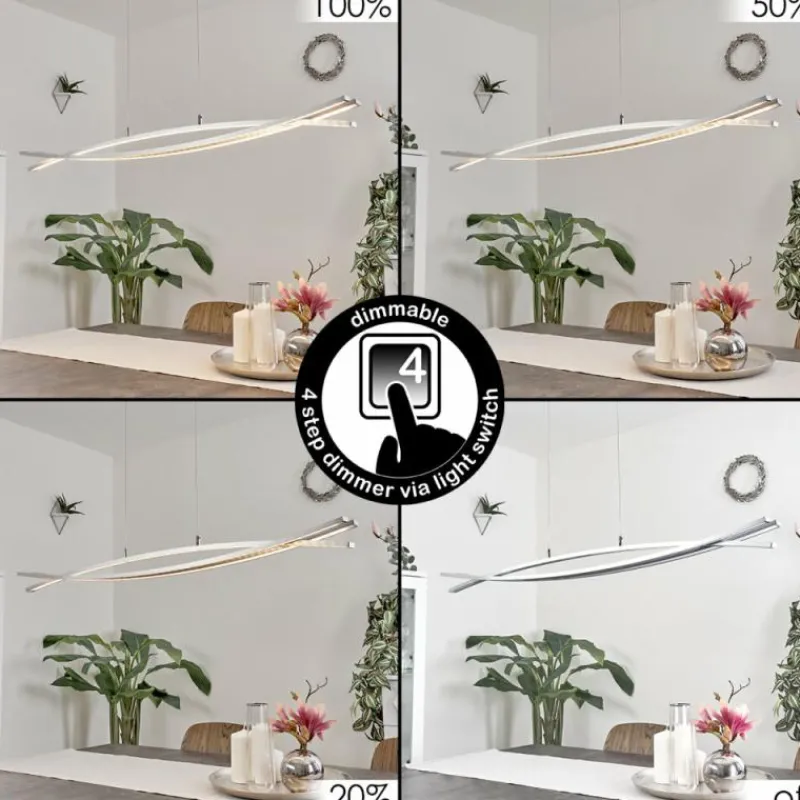 hofstein Suspension Bernese LED Nickel mat, 3 lumières* Suspensions