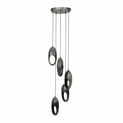 Lampes Dorées-hofstein Suspension BERUM Gris, Noir, 5 lumières