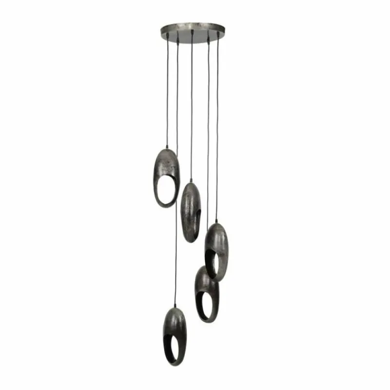 Lampes Dorées-hofstein Suspension BERUM Gris, Noir, 5 lumières