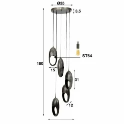 Lampes Dorées-hofstein Suspension BERUM Gris, Noir, 5 lumières