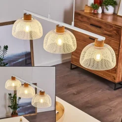 Luminaires Rustiques-hofstein Suspension Besancon Brun, Blanc, 3 lumières