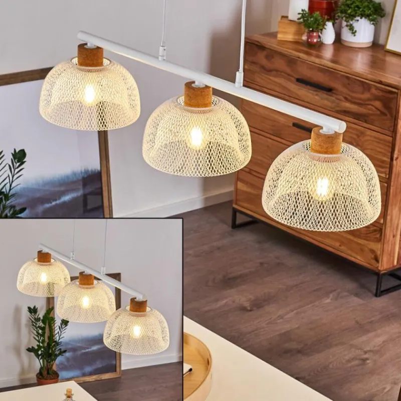 Luminaires Rustiques-hofstein Suspension Besancon Brun, Blanc, 3 lumières