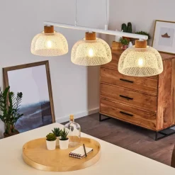 Luminaires Rustiques-hofstein Suspension Besancon Brun, Blanc, 3 lumières