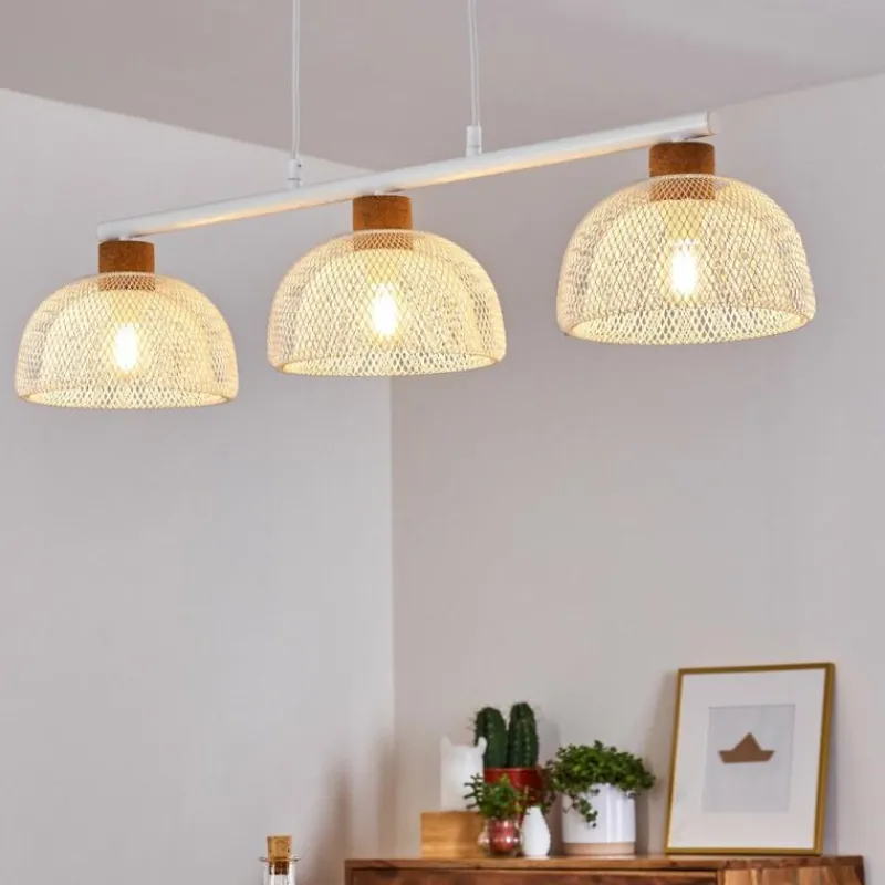 Luminaires Rustiques-hofstein Suspension Besancon Brun, Blanc, 3 lumières