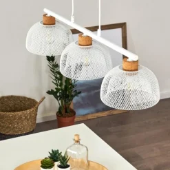 Luminaires Rustiques-hofstein Suspension Besancon Brun, Blanc, 3 lumières