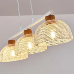 Luminaires Rustiques-hofstein Suspension Besancon Brun, Blanc, 3 lumières