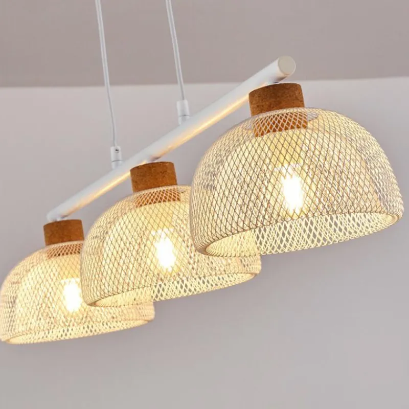 Luminaires Rustiques-hofstein Suspension Besancon Brun, Blanc, 3 lumières