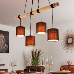 Lampes En Tissu-hofstein Suspension Betsele Bois clair, Noir, 4 lumières