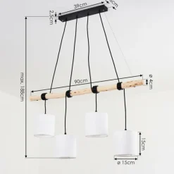 Lampes En Tissu-hofstein Suspension Betsele Bois clair, Noir, 4 lumières