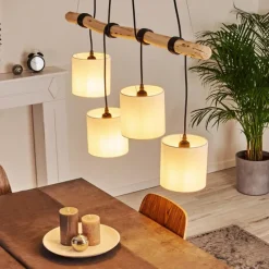 Lampes En Tissu-hofstein Suspension Betsele Bois clair, Noir, 4 lumières