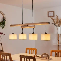 Lampes En Tissu-hofstein Suspension Bigandie Écru, Noir, 4 lumières