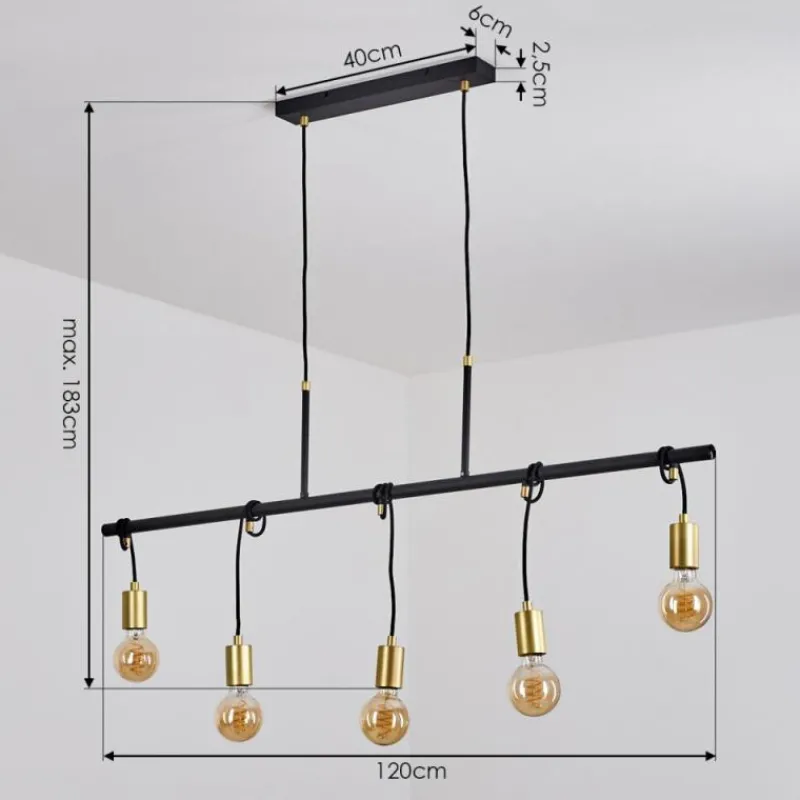 Lampes Dorées-hofstein Suspension Blaco Noir, 5 lumières