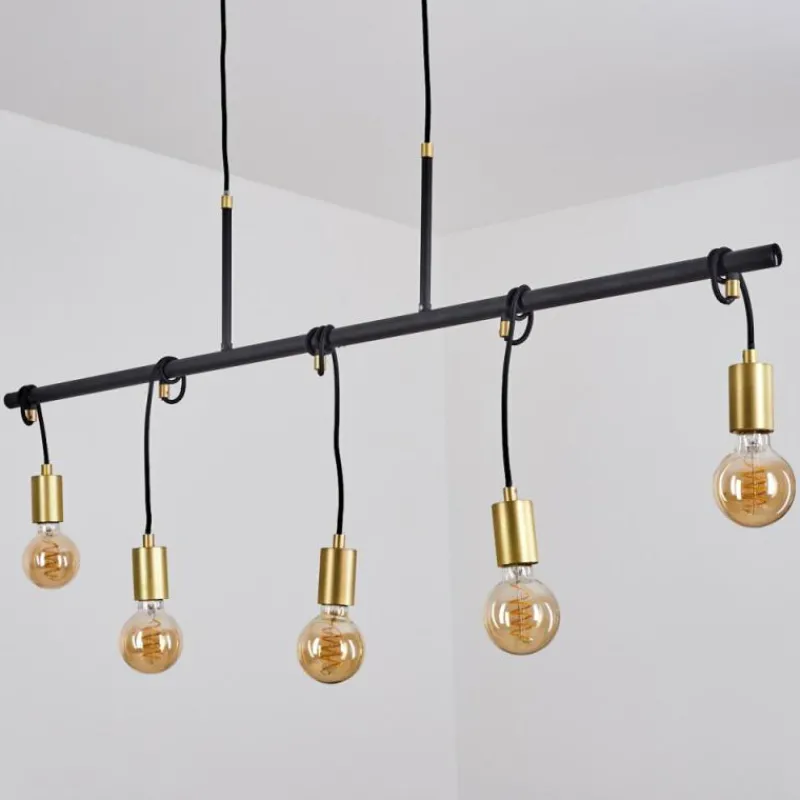 Lampes Dorées-hofstein Suspension Blaco Noir, 5 lumières