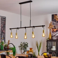 Lampes Dorées-hofstein Suspension Blaco Noir, 5 lumières