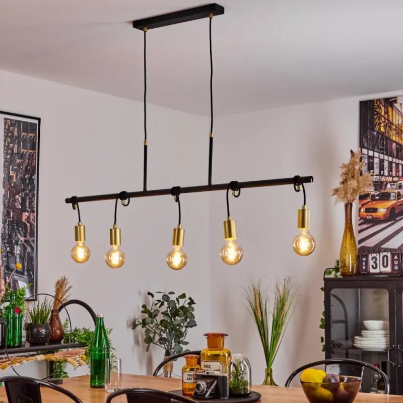 Lampes Dorées-hofstein Suspension Blaco Noir, 5 lumières