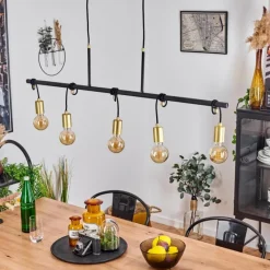 Lampes Dorées-hofstein Suspension Blaco Noir, 5 lumières