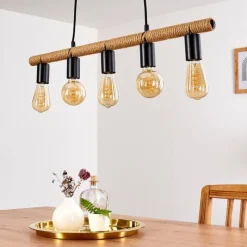 Lampes Vintages & Rétros-hofstein Suspension Blord Brun, Noir, 5 lumières