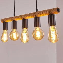 Lampes Vintages & Rétros-hofstein Suspension Blord Brun, Noir, 5 lumières