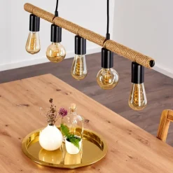 Lampes Vintages & Rétros-hofstein Suspension Blord Brun, Noir, 5 lumières