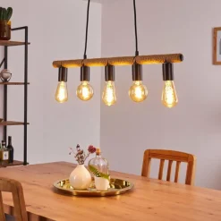 Lampes Vintages & Rétros-hofstein Suspension Blord Brun, Noir, 5 lumières