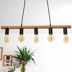 Lampes Vintages & Rétros-hofstein Suspension Blord Brun, Noir, 5 lumières