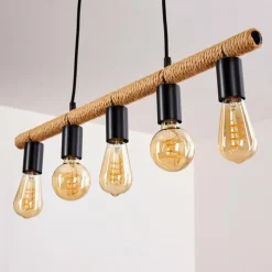 Lampes Vintages & Rétros-hofstein Suspension Blord Brun, Noir, 5 lumières