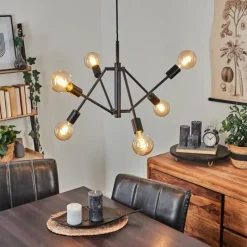 Lampes Industrielles-hofstein Suspension Bogno Noir, 6 lumières