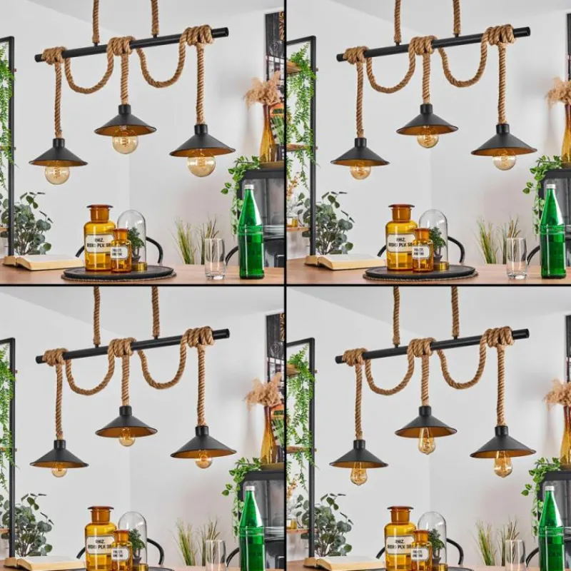 Lampes Dorées-hofstein Suspension Bolombolo Écru, Noir, 3 lumières