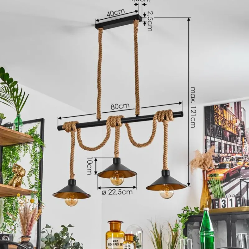 Lampes Dorées-hofstein Suspension Bolombolo Écru, Noir, 3 lumières