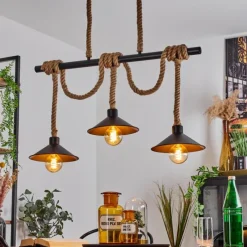 Lampes Dorées-hofstein Suspension Bolombolo Écru, Noir, 3 lumières