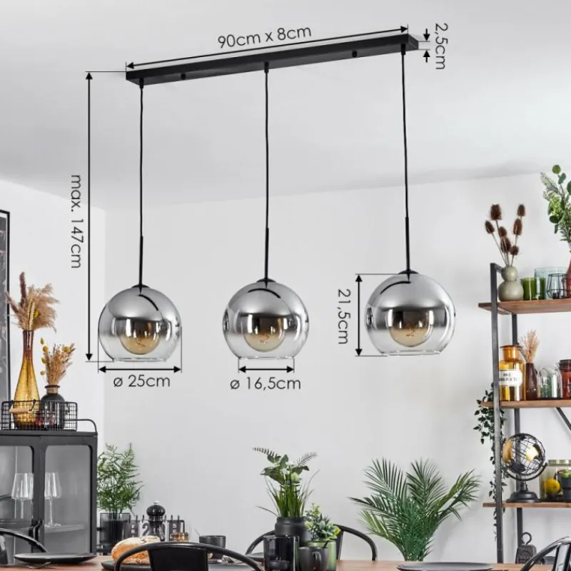 Suspension Verre Fumé-hofstein Suspension Boules 25 cm Koyoto Clair, Fumé, 3 lumières