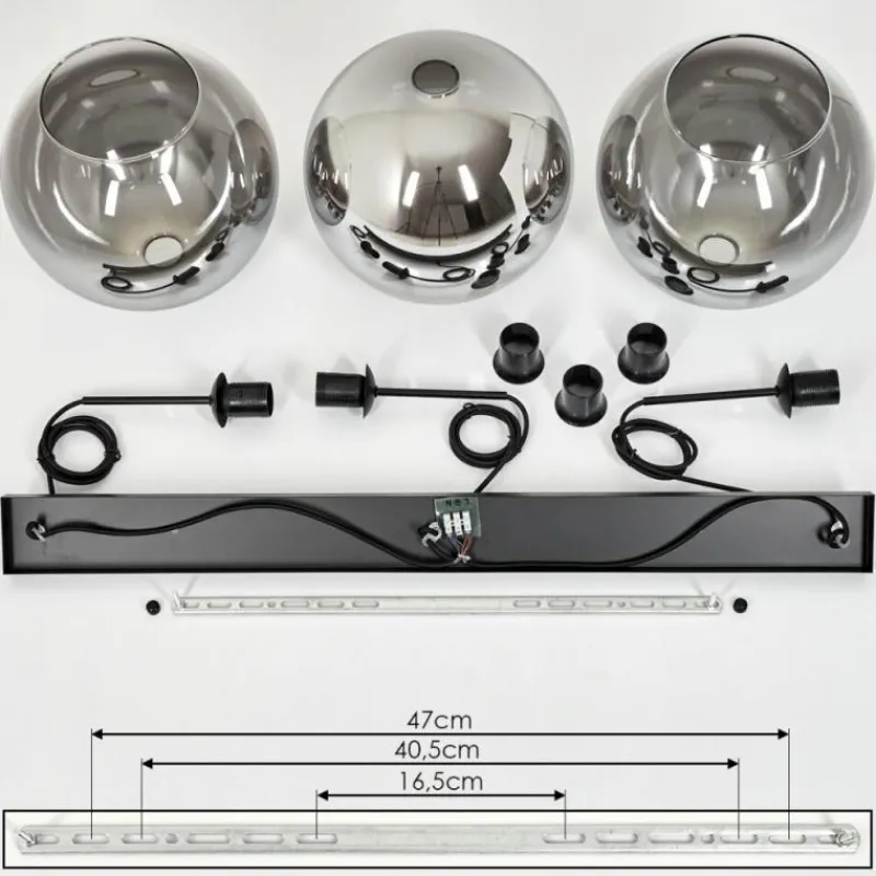 Suspension Verre Fumé-hofstein Suspension Boules 25 cm Koyoto Clair, Fumé, 3 lumières