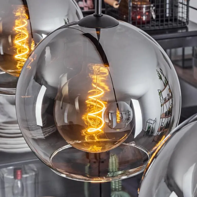 Suspension Verre Fumé-hofstein Suspension Boules 25 cm Koyoto Clair, Fumé, 3 lumières