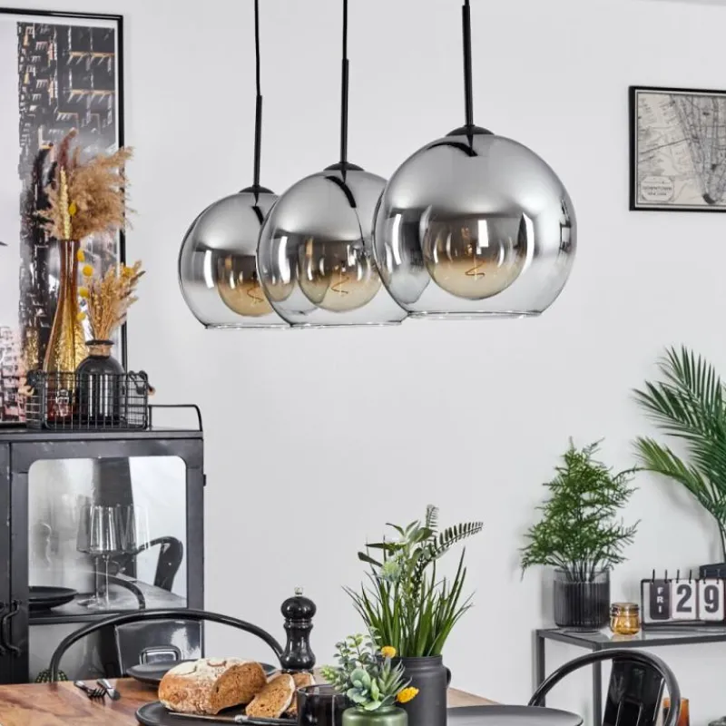 Suspension Verre Fumé-hofstein Suspension Boules 25 cm Koyoto Clair, Fumé, 3 lumières