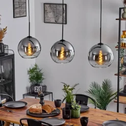 Suspension Verre Fumé-hofstein Suspension Boules 25 cm Koyoto Clair, Fumé, 3 lumières