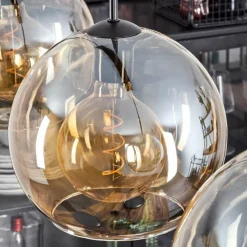 hofstein Suspension Boules 25 cm Koyoto Ambre, 3 lumières