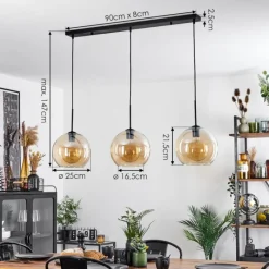 hofstein Suspension Boules 25 cm Koyoto Ambre, 3 lumières